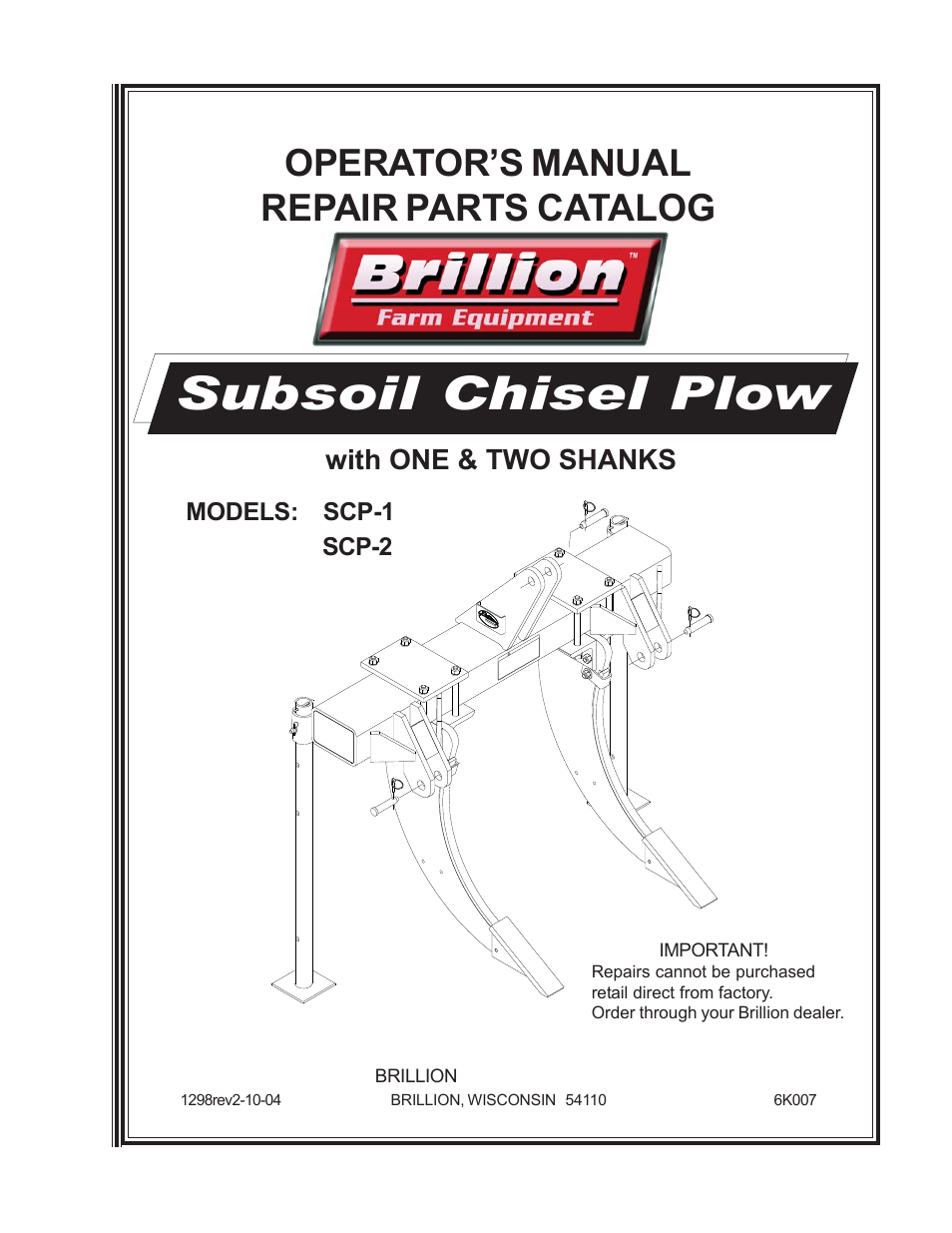 Landoll SCP-2 Subsoil Chisel Plow User Manual | 20 pages