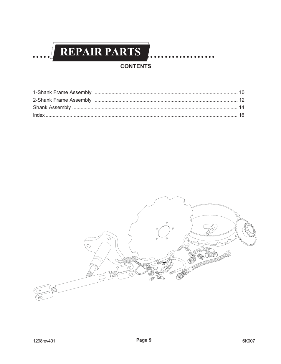 Repair parts | Landoll SCP-2 Subsoil Chisel Plow User Manual | Page 11 / 20