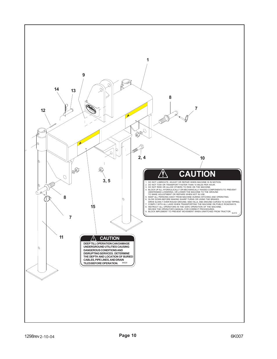 Caution | Landoll SCP-2 Subsoil Chisel Plow User Manual | Page 12 / 20