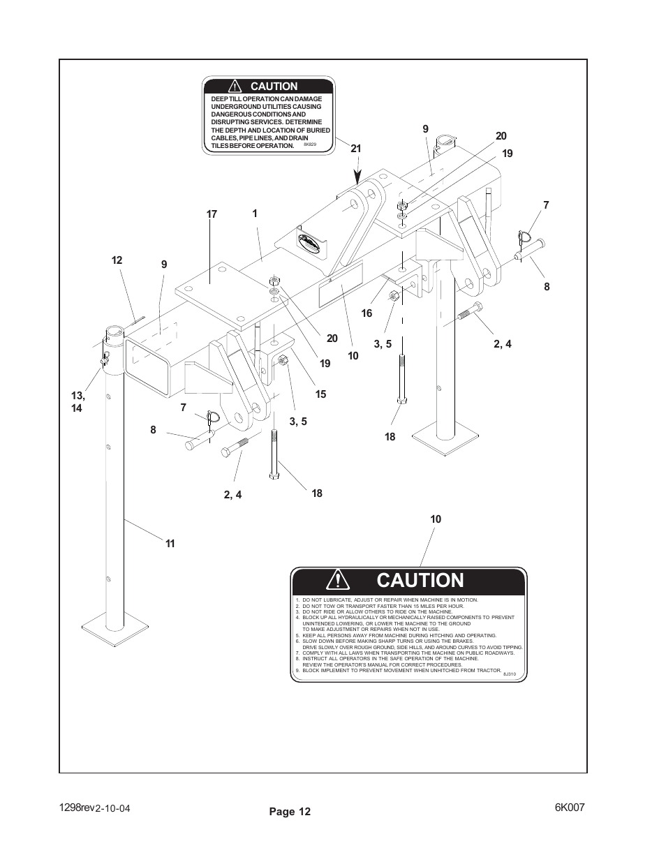 Caution | Landoll SCP-2 Subsoil Chisel Plow User Manual | Page 14 / 20