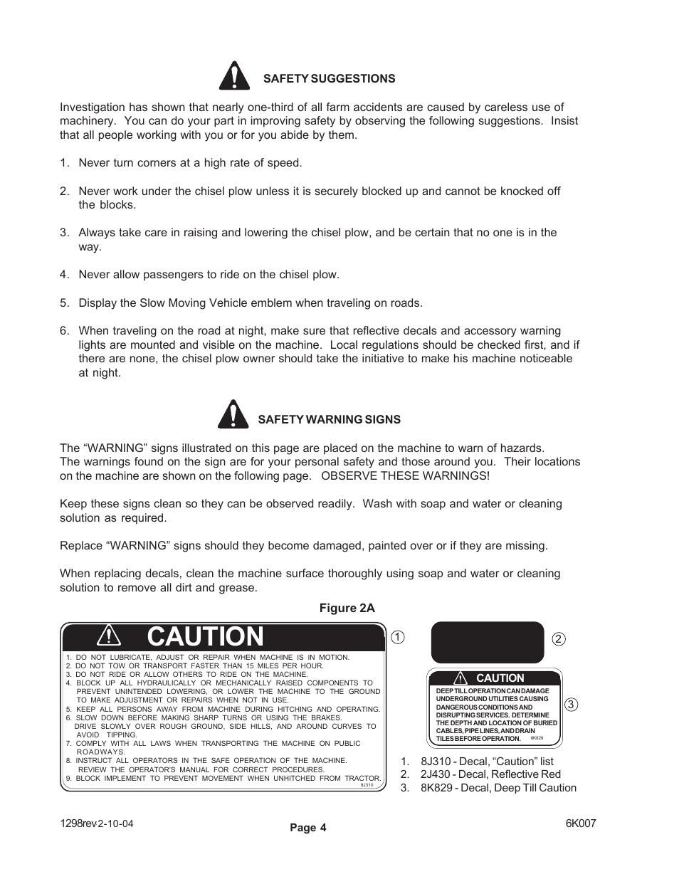 Caution | Landoll SCP-2 Subsoil Chisel Plow User Manual | Page 6 / 20