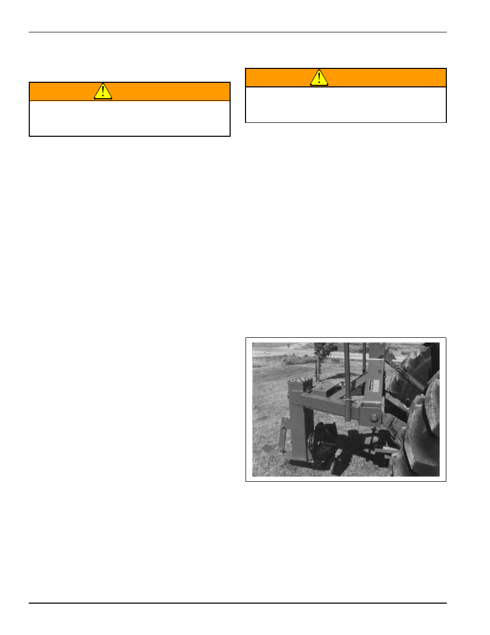 Power ditcher operation and adjustments, Attaching to the tractor, Figure 4-2: d5p/d10p tractor attachment | Warning | Landoll D10P Power Ditcher User Manual | Page 18 / 24