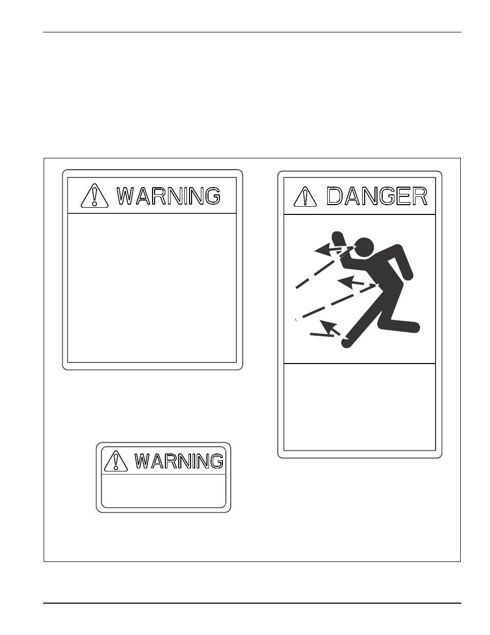 Safety decals, Figure 4-1: safety decals | Landoll D4P Power Ditcher User Manual | Page 17 / 24