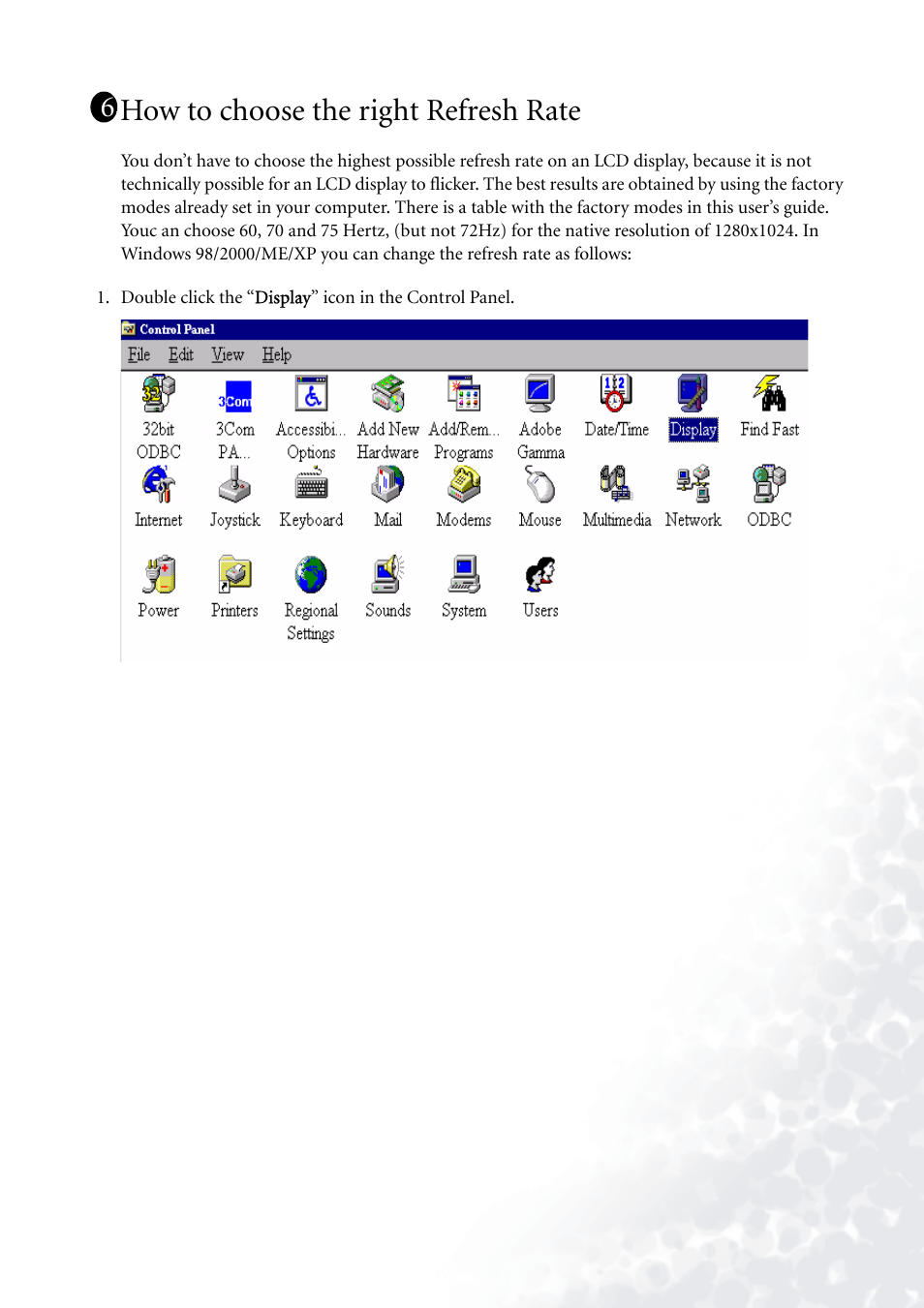 How to choose the right refresh rate | BenQ FP71G+ User Manual | Page 16 / 32