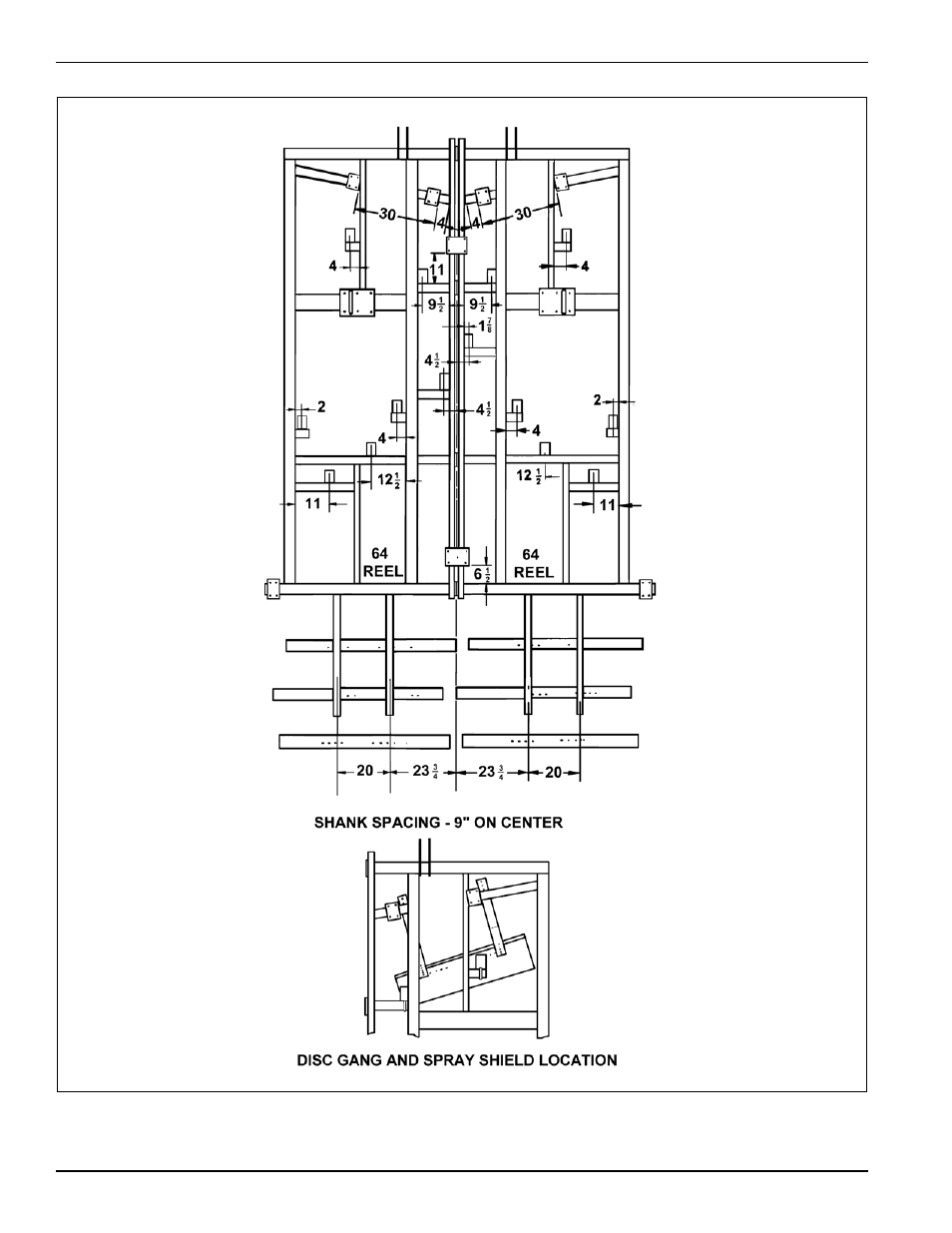 Figure 2-1: 875-10 shank placement assembly, Standard specifications | Landoll 875 Series Tilloll User Manual | Page 10 / 64