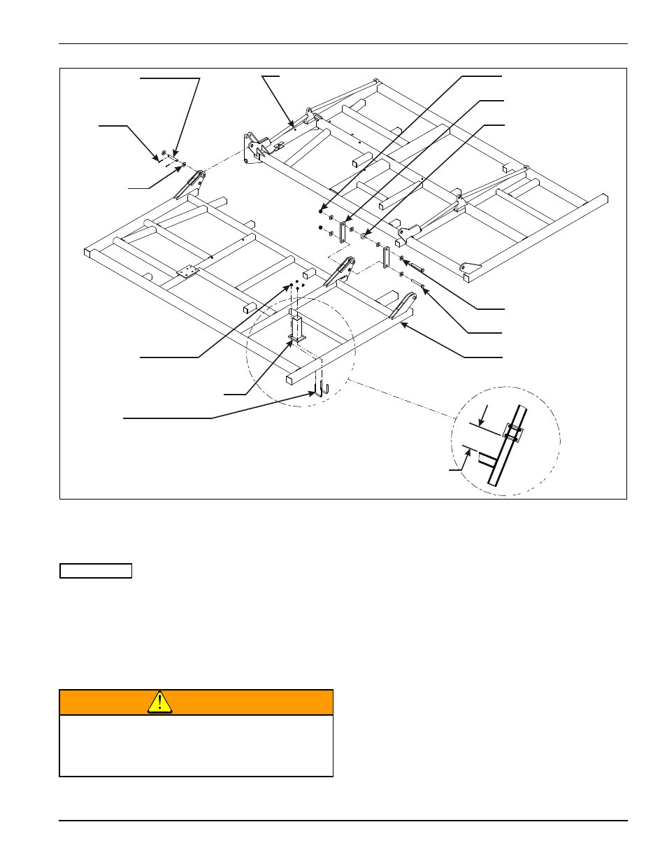 Figure 3-2: frame assembly - 15’ fold model, Frame assembly - 15’ fold model, Warning | Landoll 875 Series Tilloll User Manual | Page 19 / 64