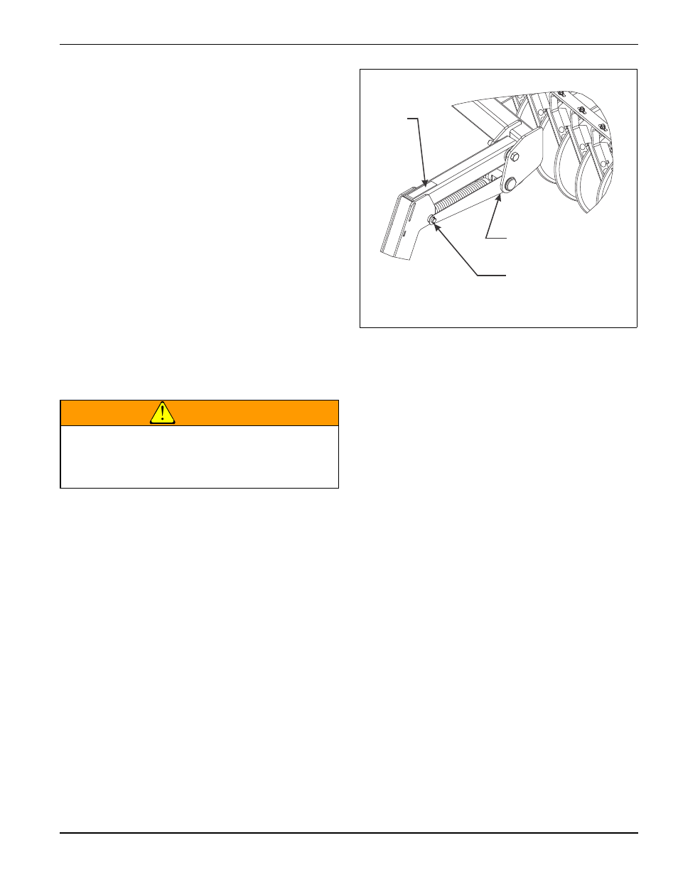 Conditioner reel installation, Figure 3-24: conditioner reel arm stop, Warning | Landoll 7450 VT Plus User Manual | Page 43 / 82