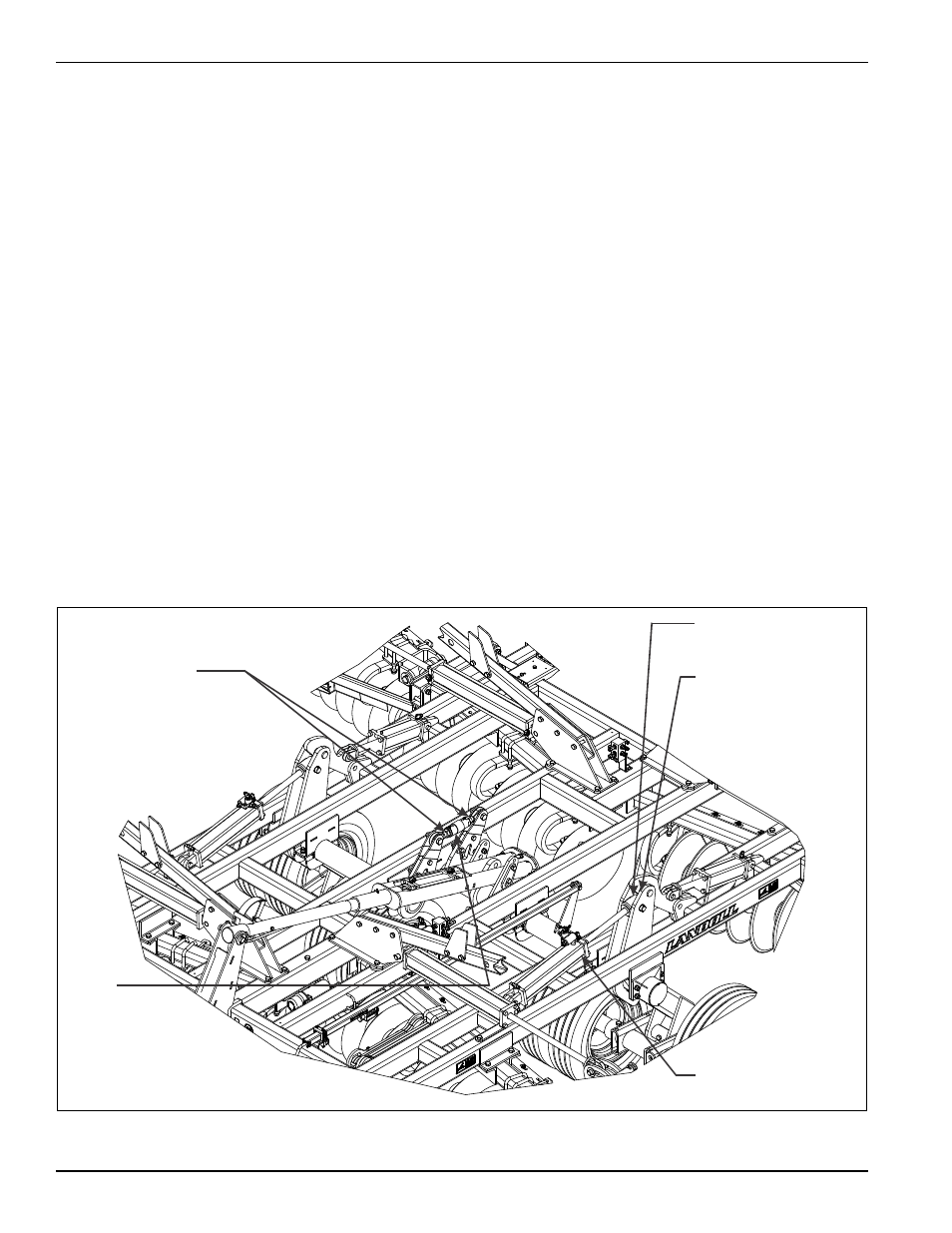 Leveling (side to side), Figure 4-9: leveling the center frame | Landoll 7450 VT Plus User Manual | Page 60 / 82