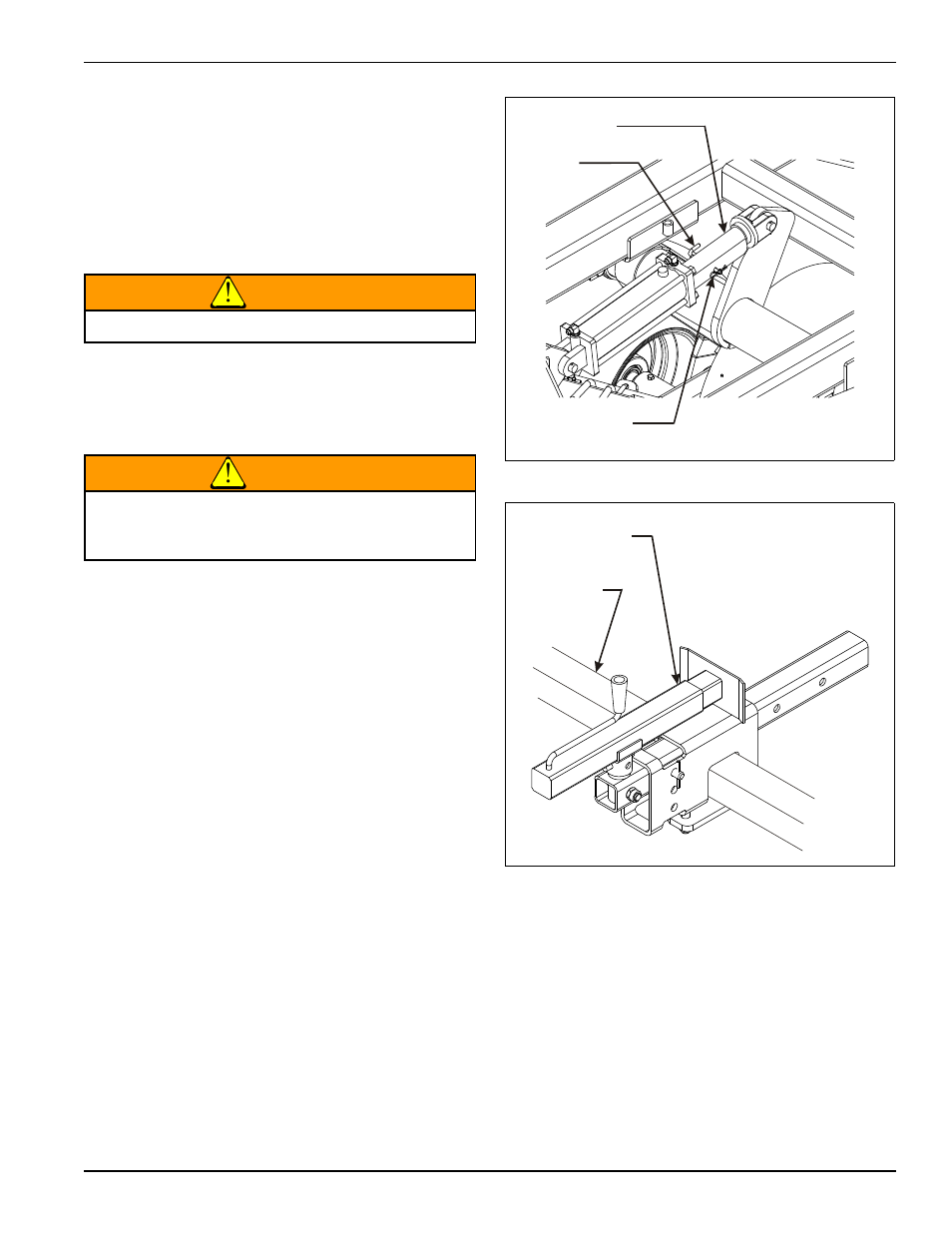 Figure 4-20: installed transport locks, Figure 4-21: rear jack transport position, Warning | Landoll 7431 VT Plus User Manual | Page 87 / 98