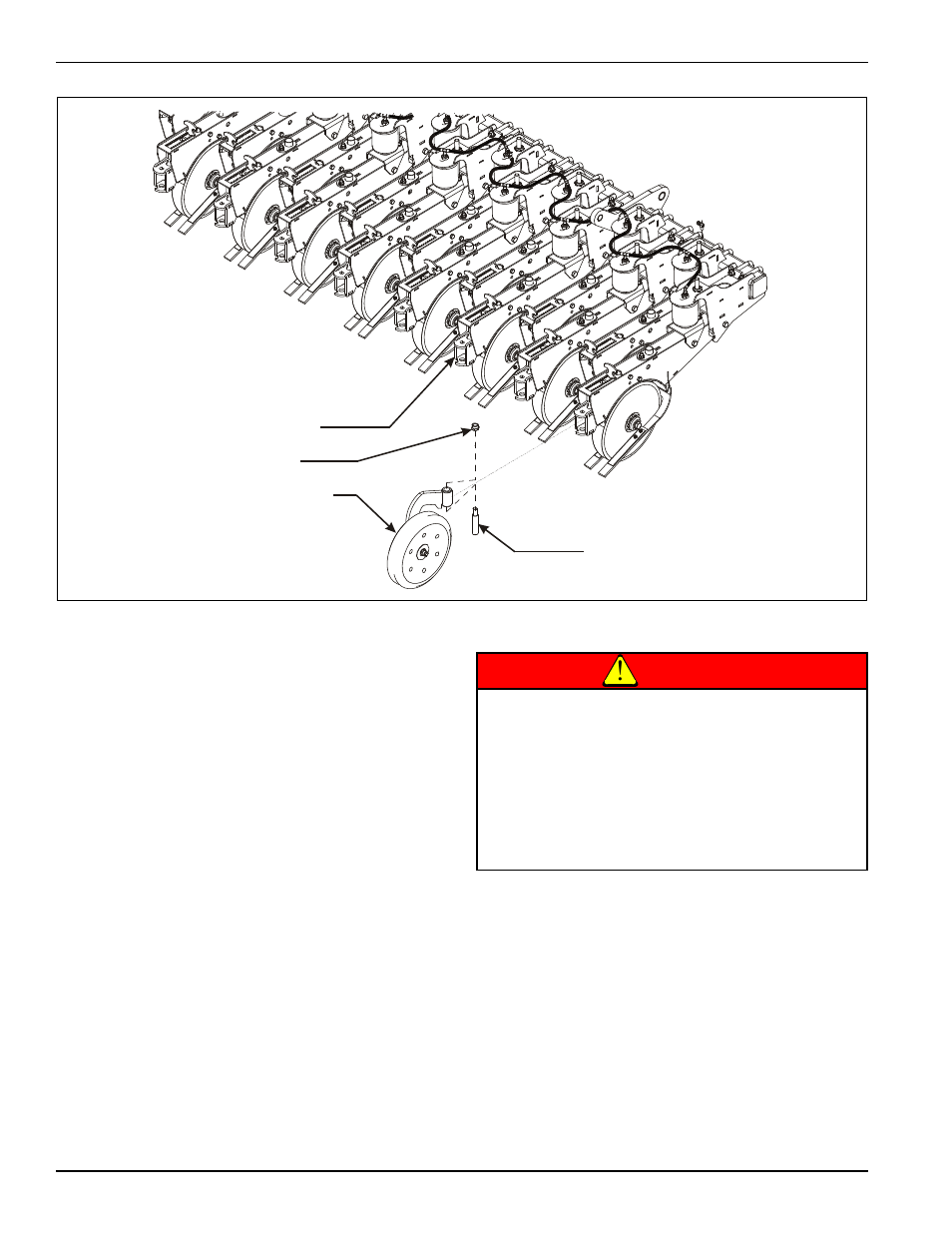 Figure 3-1: press wheel assembly, Press wheel assembly, Danger | Landoll 5531 Grain Drill User Manual | Page 22 / 78