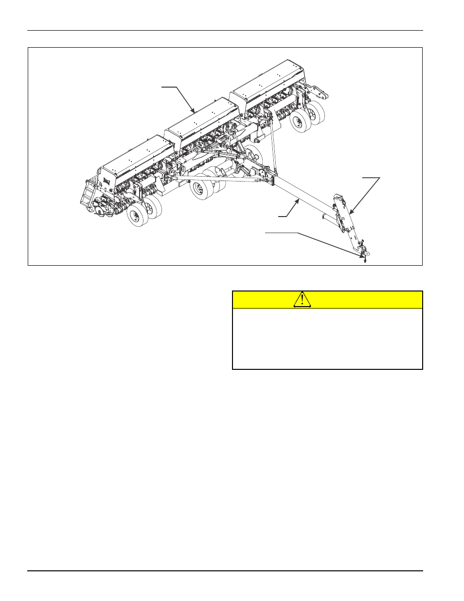 Figure 4-5: hitch and safety chain, Transporting the grain drill, Caution | Landoll 5531 Grain Drill User Manual | Page 36 / 78