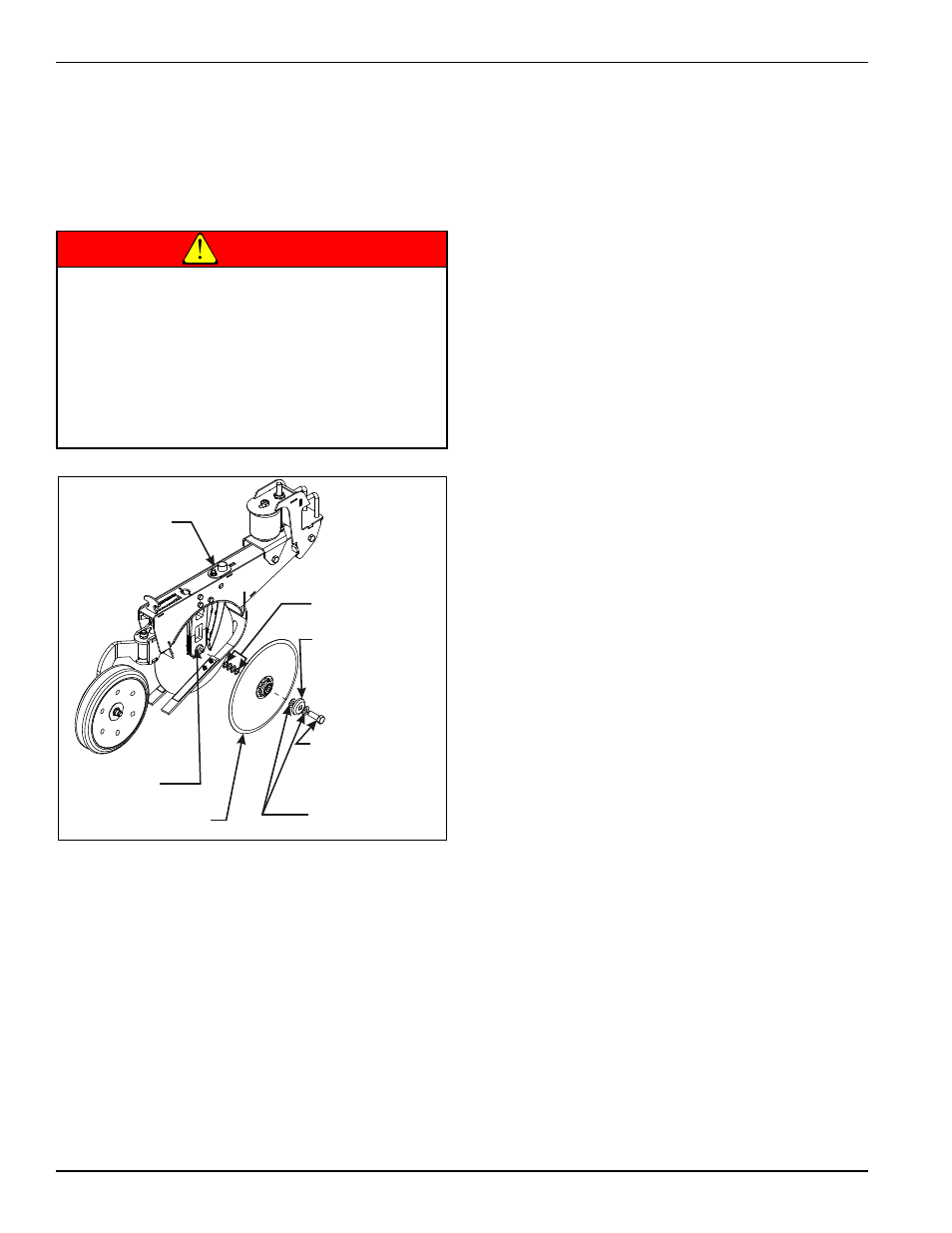 Opener blade adjustment, Figure 4-23: opener blade adjustment, Danger | Landoll 5531 Grain Drill User Manual | Page 56 / 78