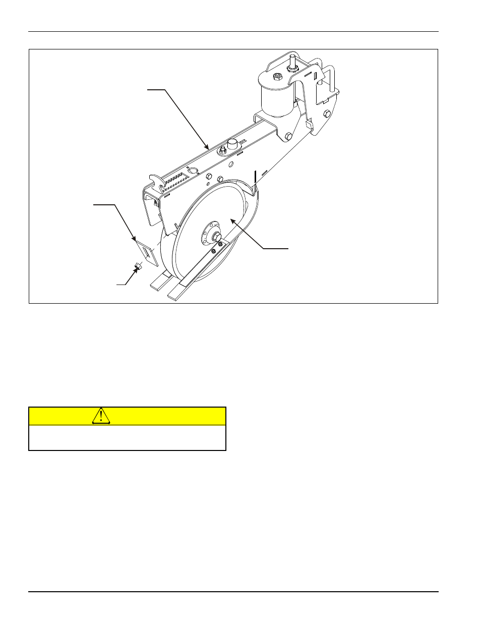 Figure 4-25: opener scraper adjustment, Opener scraper adjustment, Caution | Landoll 5531 Grain Drill User Manual | Page 58 / 78