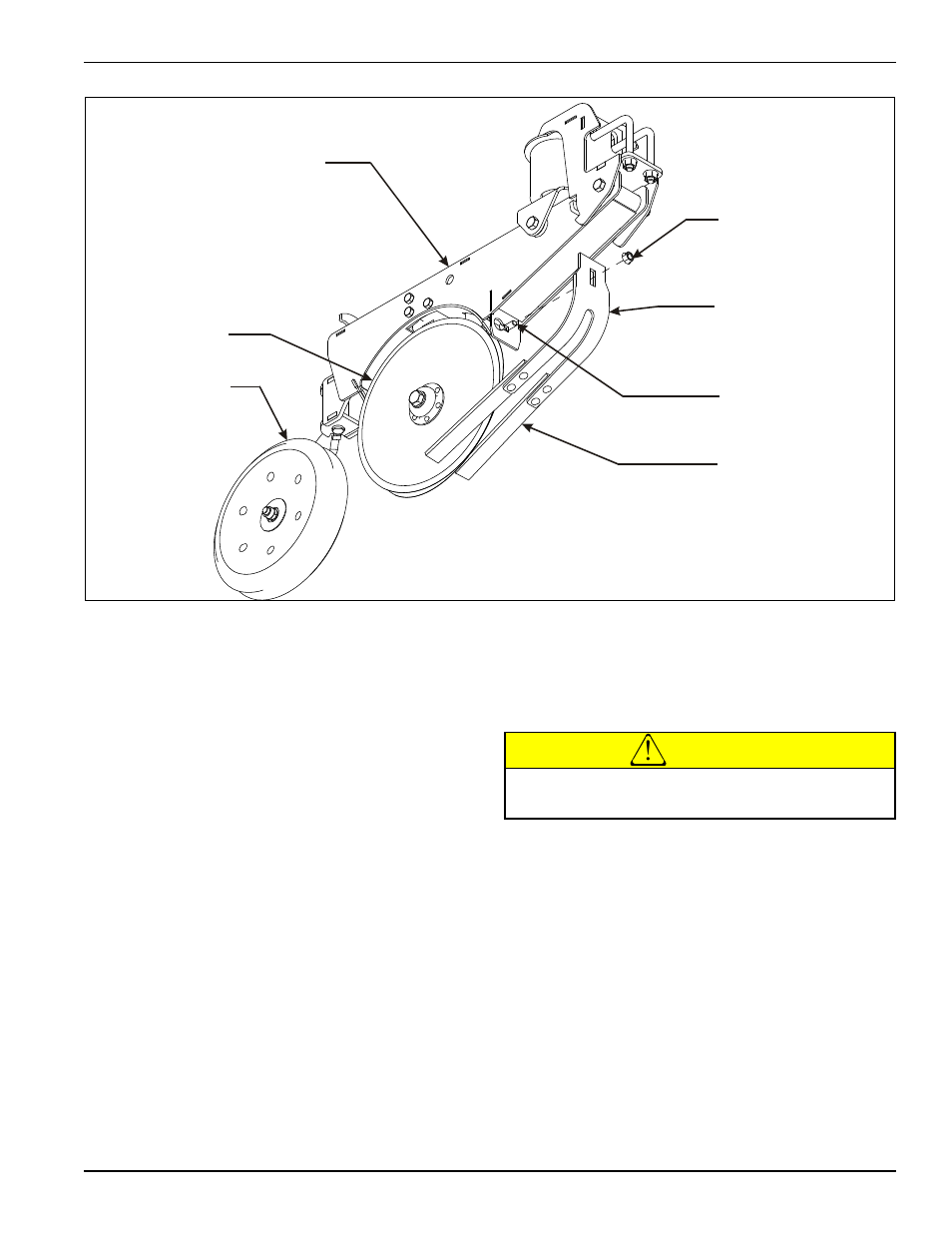 Figure 4-26: opener soil strip adjustment, Opener soil strip adjustment, Caution | Landoll 5531 Grain Drill User Manual | Page 59 / 78