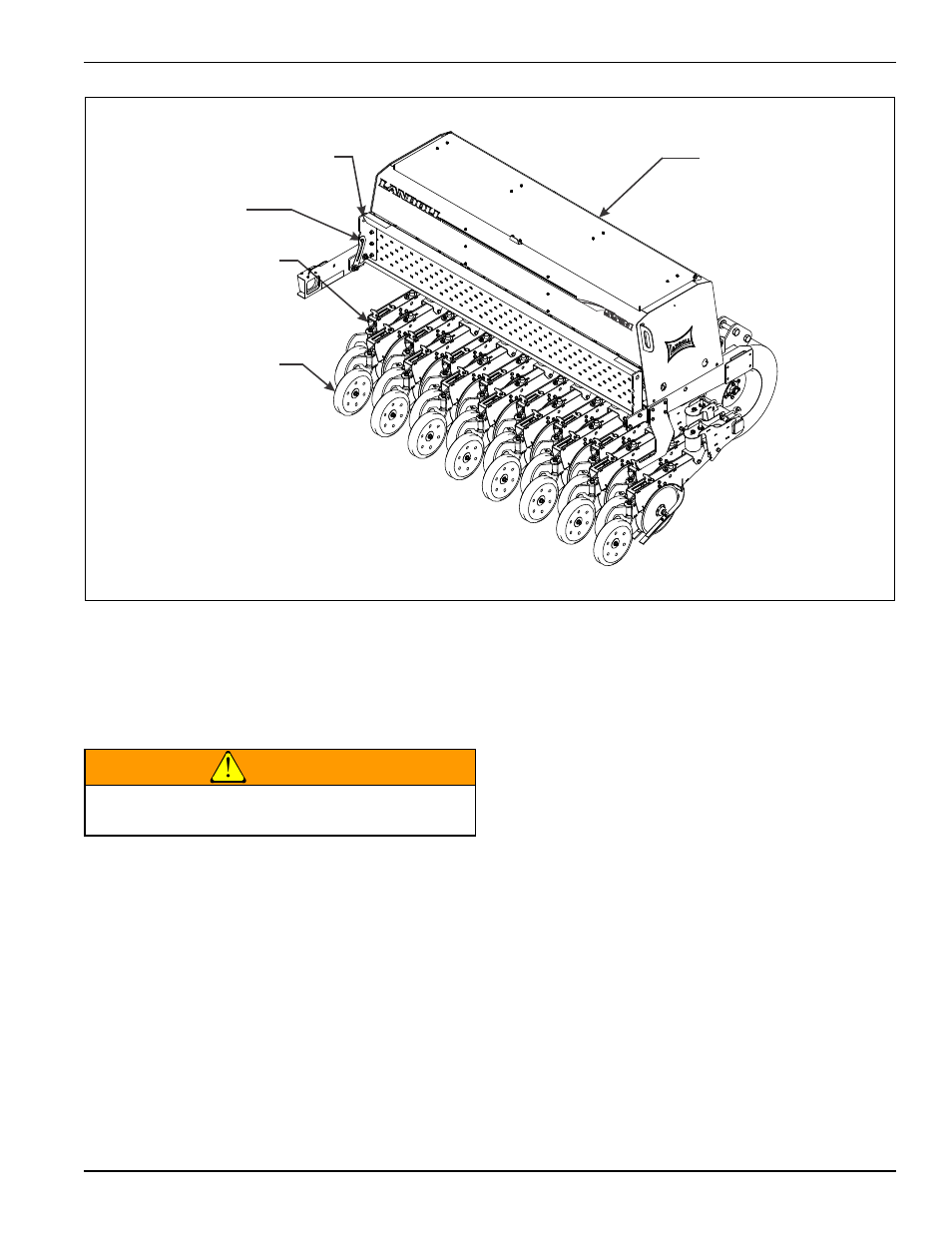 Figure 4-28: walkboard adjustment, Walkboard, Warning | Landoll 5531 Grain Drill User Manual | Page 61 / 78