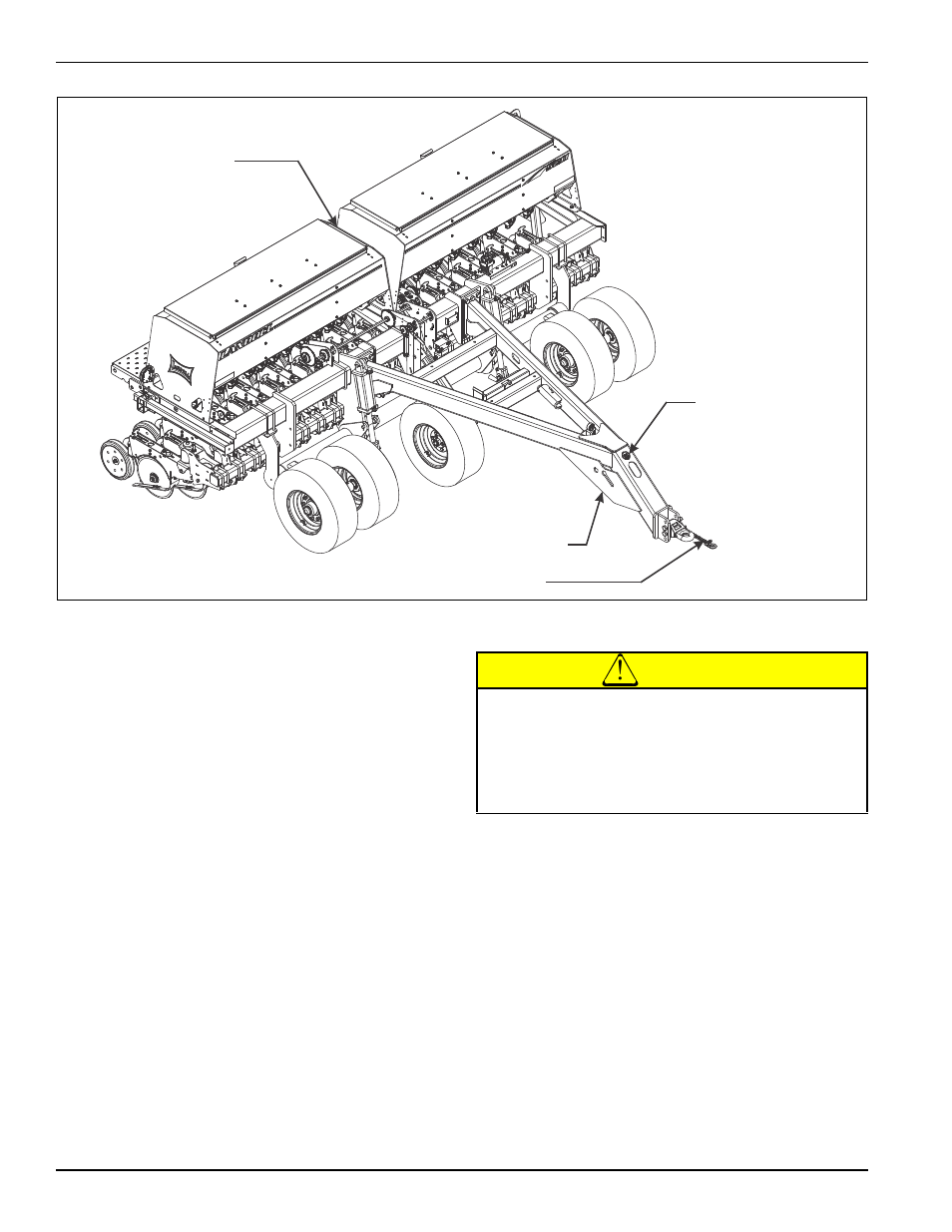 Figure 4-4: hitch and safety chain, Transporting the grain drill, Caution | Landoll 5211 Grain Drill User Manual | Page 36 / 78
