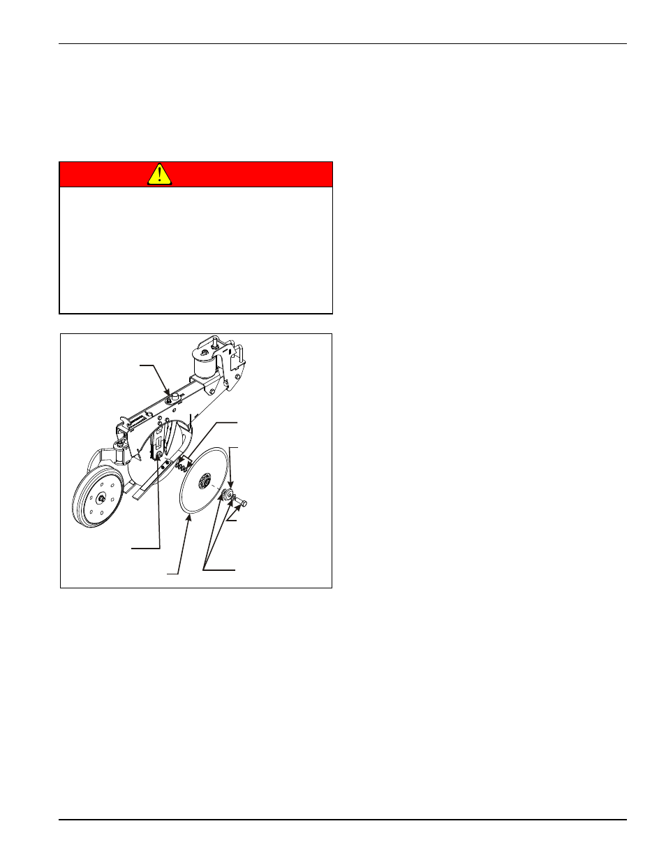 Opener blade adjustment, Figure 4-22: opener blade adjustment, Danger | Landoll 5211 Grain Drill User Manual | Page 55 / 78