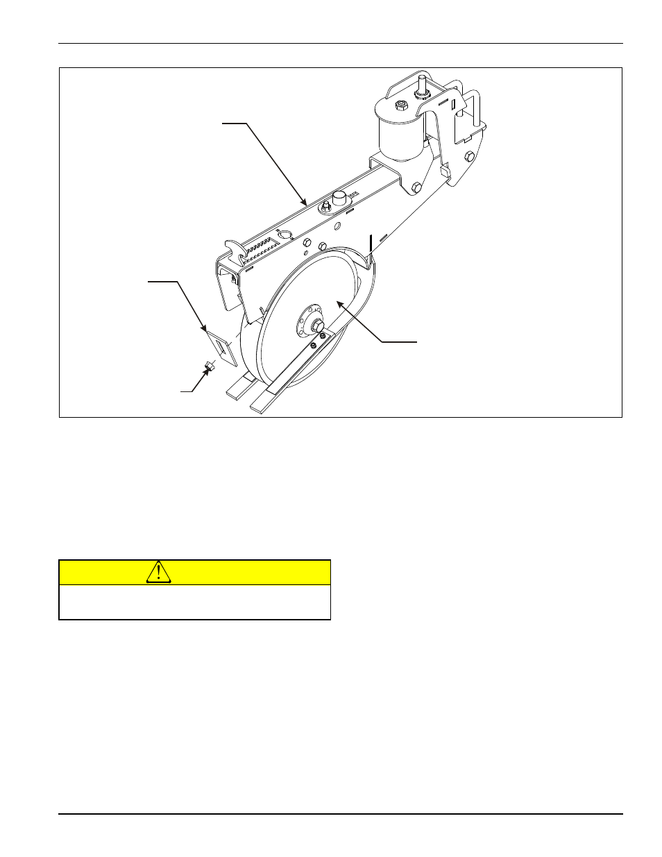 Figure 4-24: opener scraper adjustment, Opener scraper adjustment, Caution | Landoll 5211 Grain Drill User Manual | Page 57 / 78