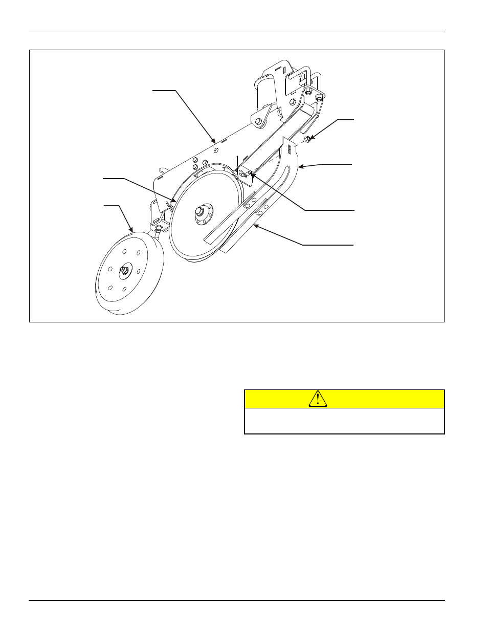 Figure 4-25: opener soil strip adjustment, Opener soil strip adjustment, Caution | Landoll 5211 Grain Drill User Manual | Page 58 / 78
