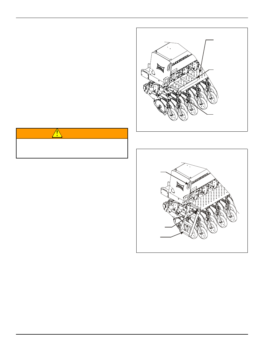 Ladder use and transport requirements, Figure 4-28: using the ladder, Warning | Landoll 5211 Grain Drill User Manual | Page 60 / 78