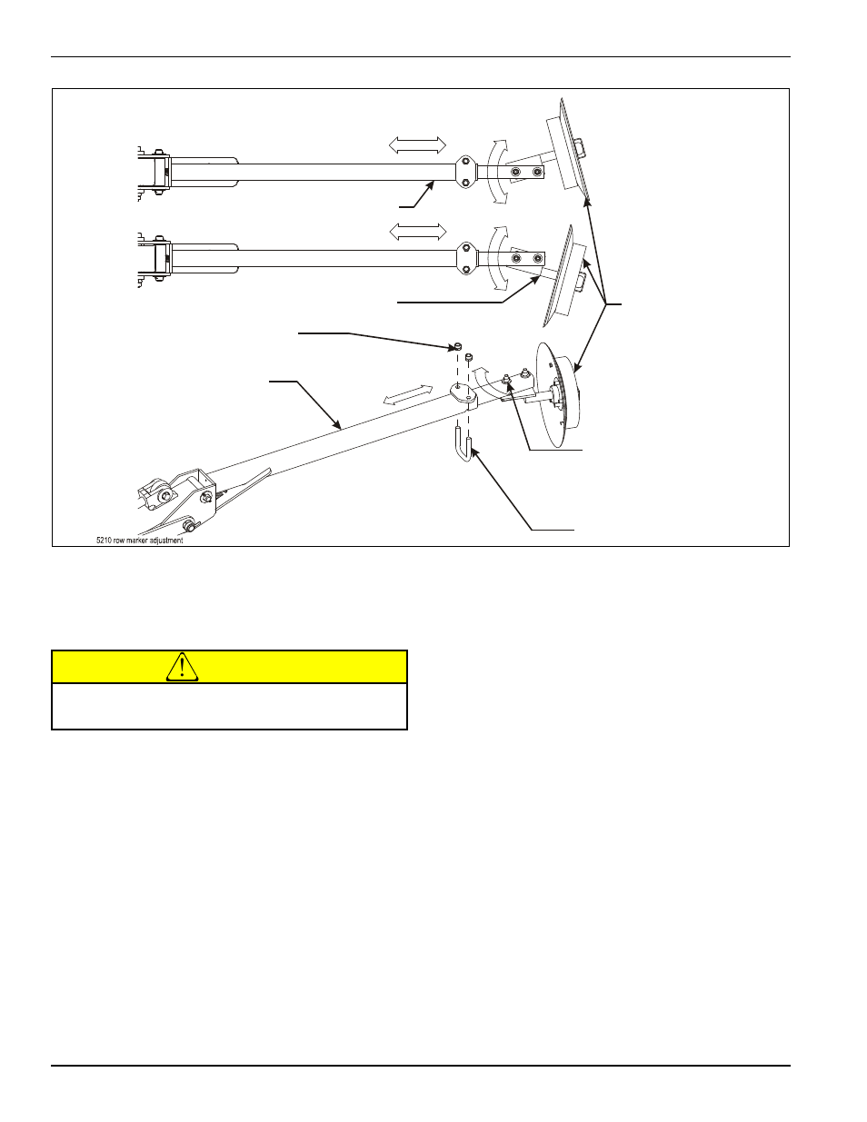 Figure 4-29: hydraulic row marker adjustment, Hydraulic row marker disc adjustment (option), Caution | Landoll 5211 Grain Drill User Manual | Page 62 / 78