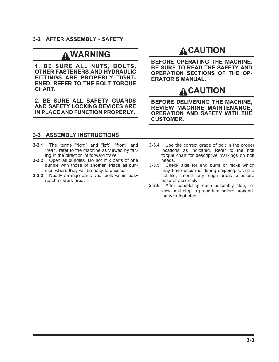 Warning, Caution | Landoll 3130 SERIES WING PACKER User Manual | Page 15 / 54