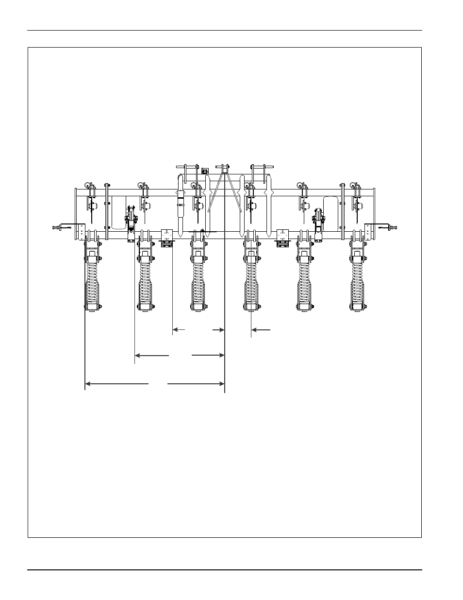 Figure 2-2: 2510-6-30 shank and lighting placement | Landoll 2510 Series In-Row Ripper User Manual | Page 12 / 34