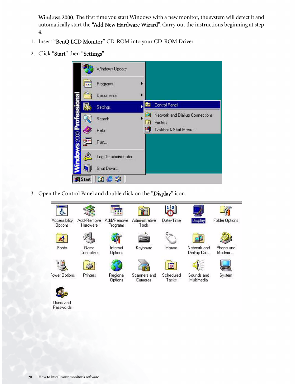 BenQ LCD COLOR MONITOR FP937S User Manual | Page 20 / 53