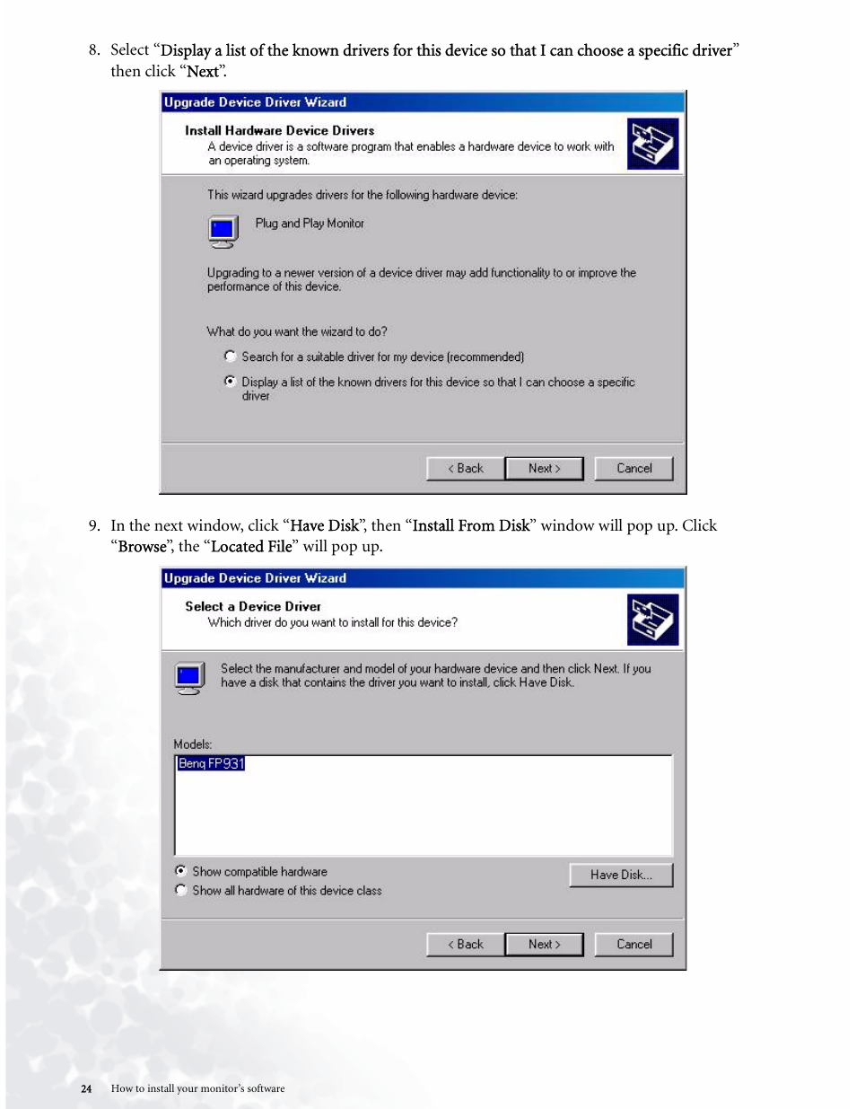 BenQ LCD COLOR MONITOR FP937S User Manual | Page 24 / 53