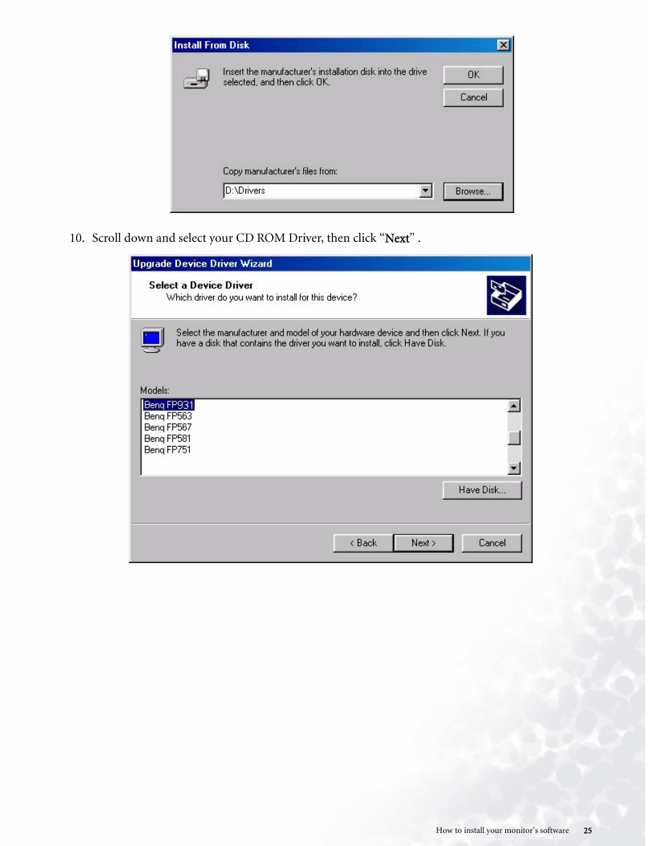 BenQ LCD COLOR MONITOR FP937S User Manual | Page 25 / 53