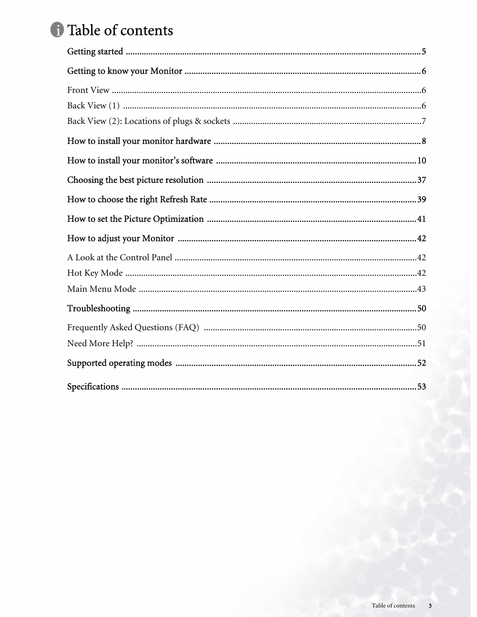 BenQ LCD COLOR MONITOR FP937S User Manual | Page 3 / 53
