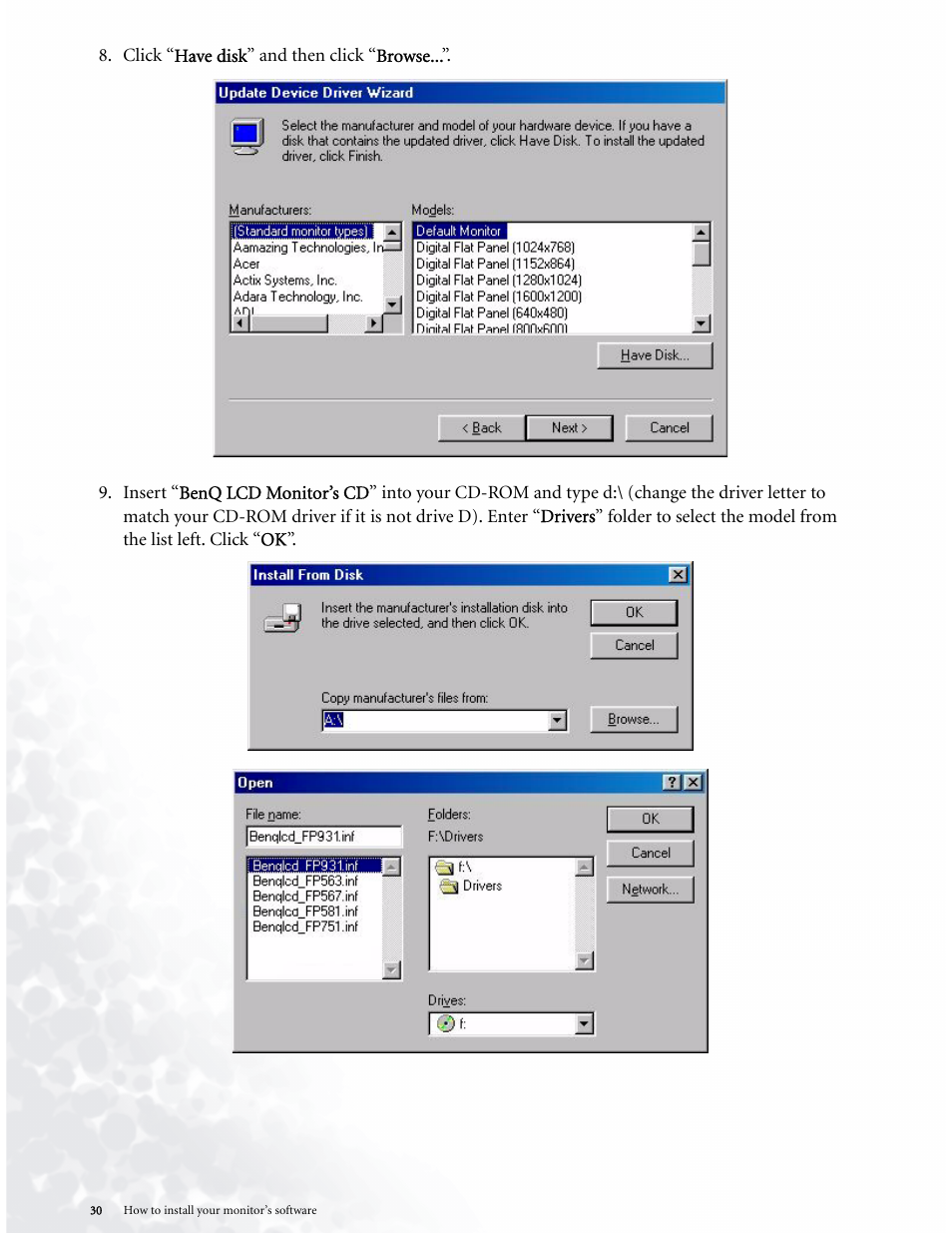 BenQ LCD COLOR MONITOR FP937S User Manual | Page 30 / 53