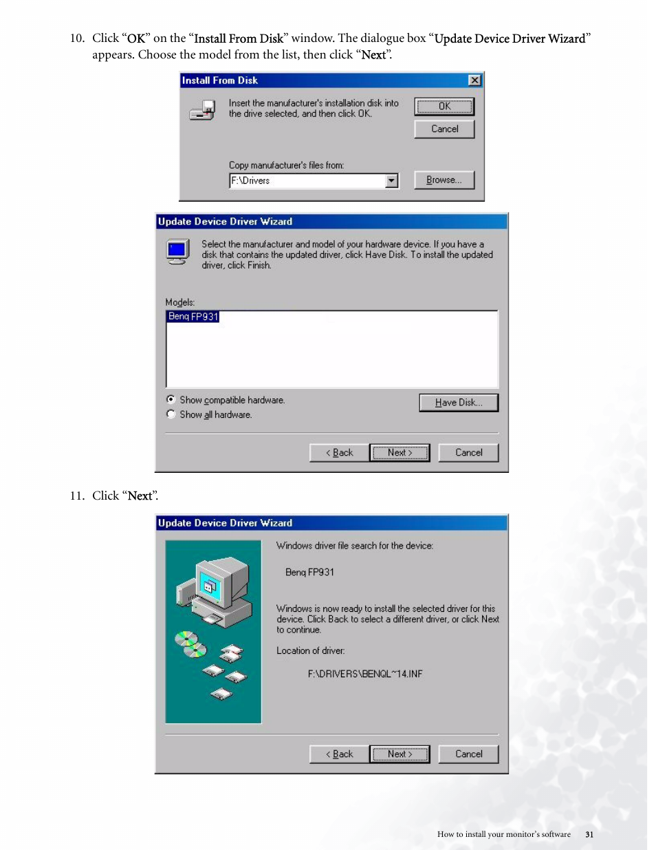 BenQ LCD COLOR MONITOR FP937S User Manual | Page 31 / 53