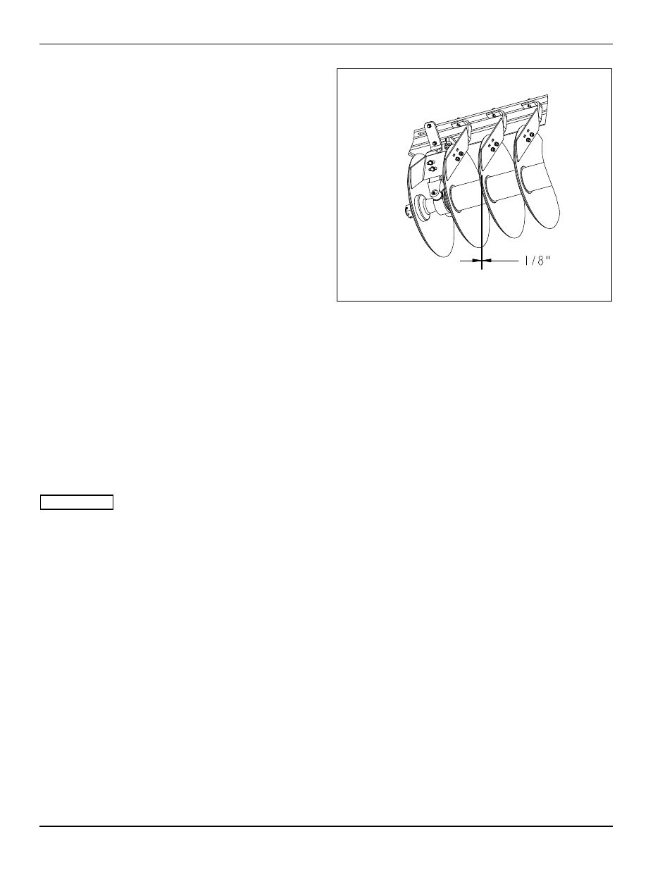 Tractor preparation, Weatherproofer preparation, Figure 4-1: disc scraper clearance to disc blade | Attaching to the tractor | Landoll 2410F Weatherproofer I User Manual | Page 56 / 70