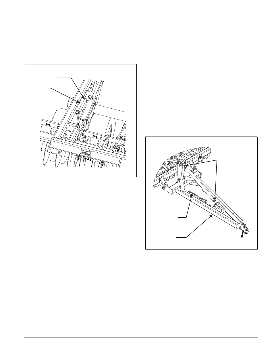 Field operation, Figure 4-4: stored transport locks, Leveling (front-to-rear) | Figure 4-5: radius rod leveling adjustment | Landoll 2111 Coulter Chisel User Manual | Page 73 / 86