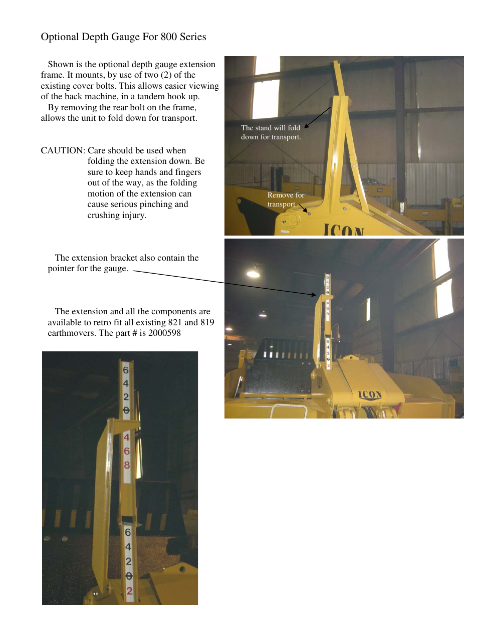 Optional depth gauge for 800 series | Landoll ICON 819 User Manual | Page 12 / 66