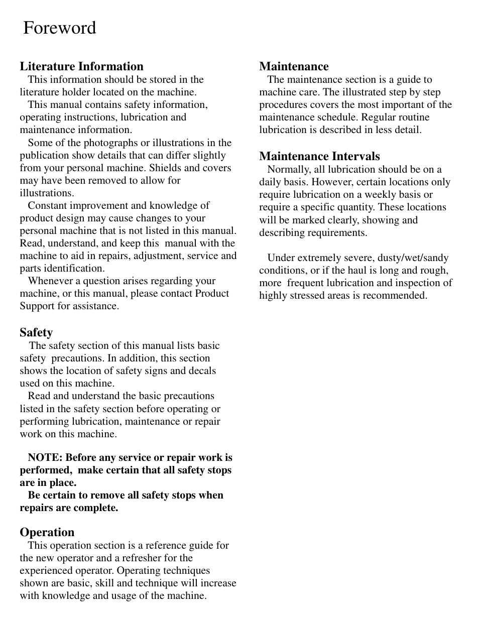 Foreword | Landoll ICON 414 User Manual | Page 13 / 77