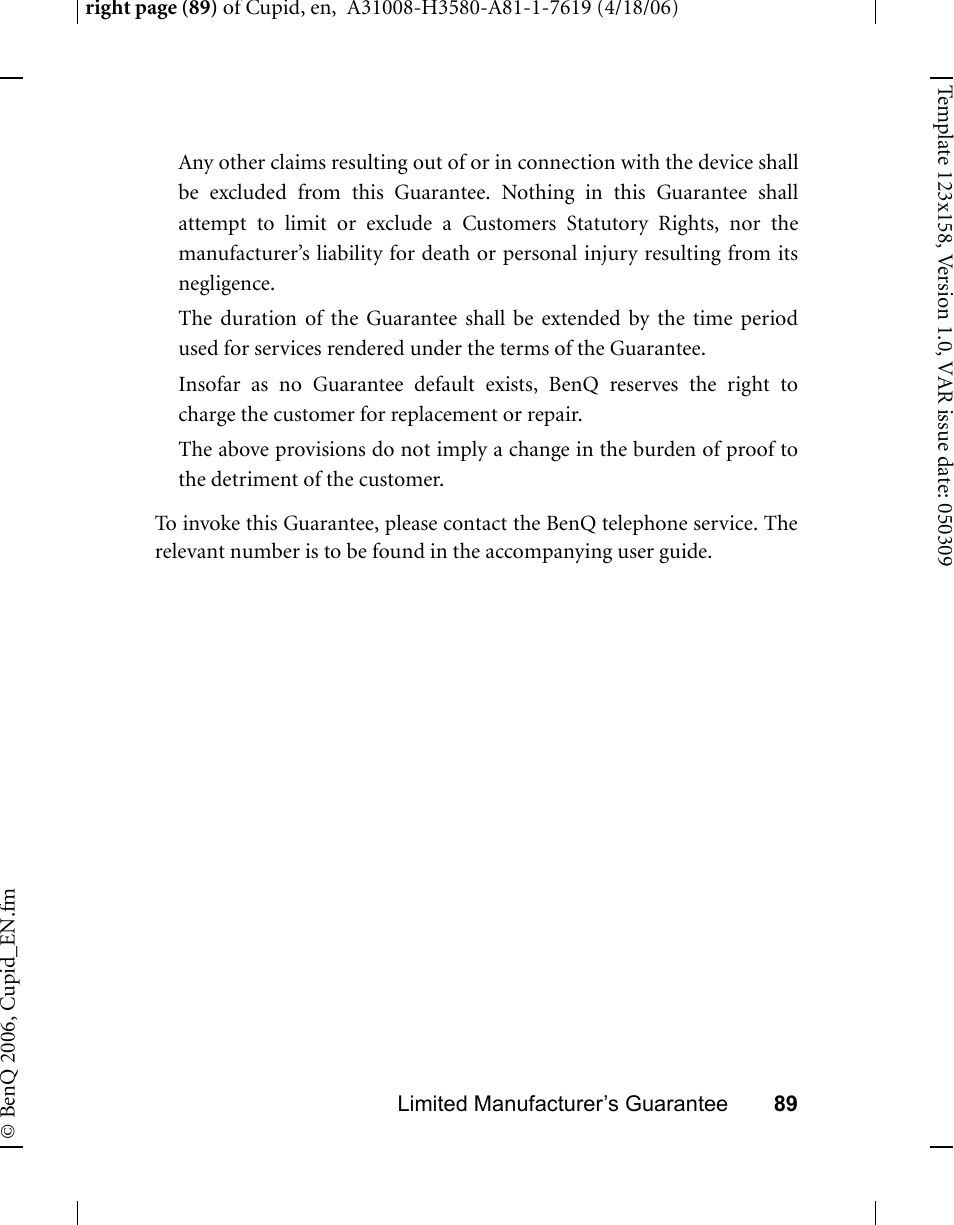 BenQ-Siemens CL71 User Manual | Page 108 / 114