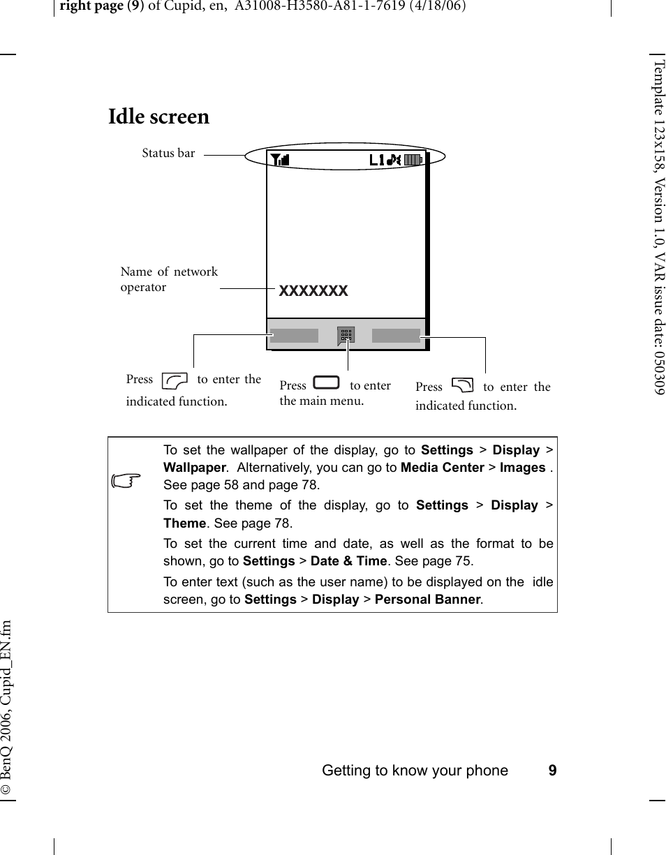 Idle screen | BenQ-Siemens CL71 User Manual | Page 28 / 114