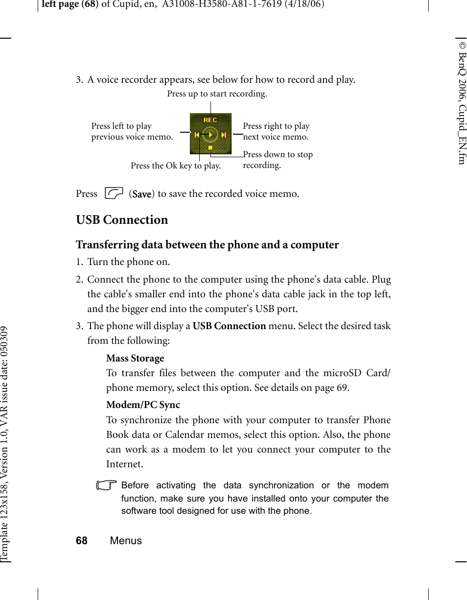Usb connection | BenQ-Siemens CL71 User Manual | Page 87 / 114
