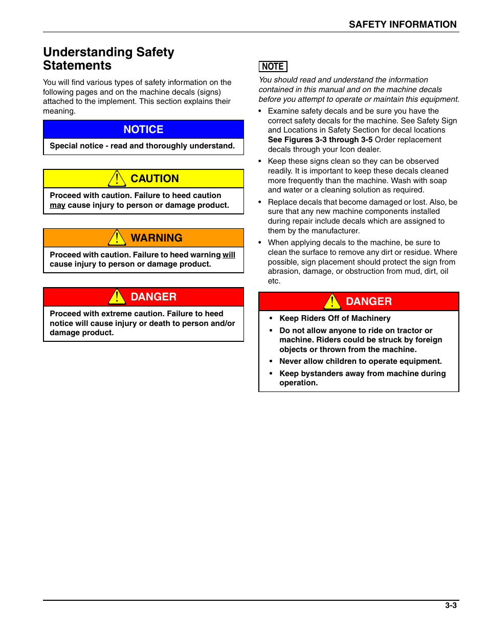 Understanding safety statements | Landoll ICON 1632RS Grader User Manual | Page 13 / 64
