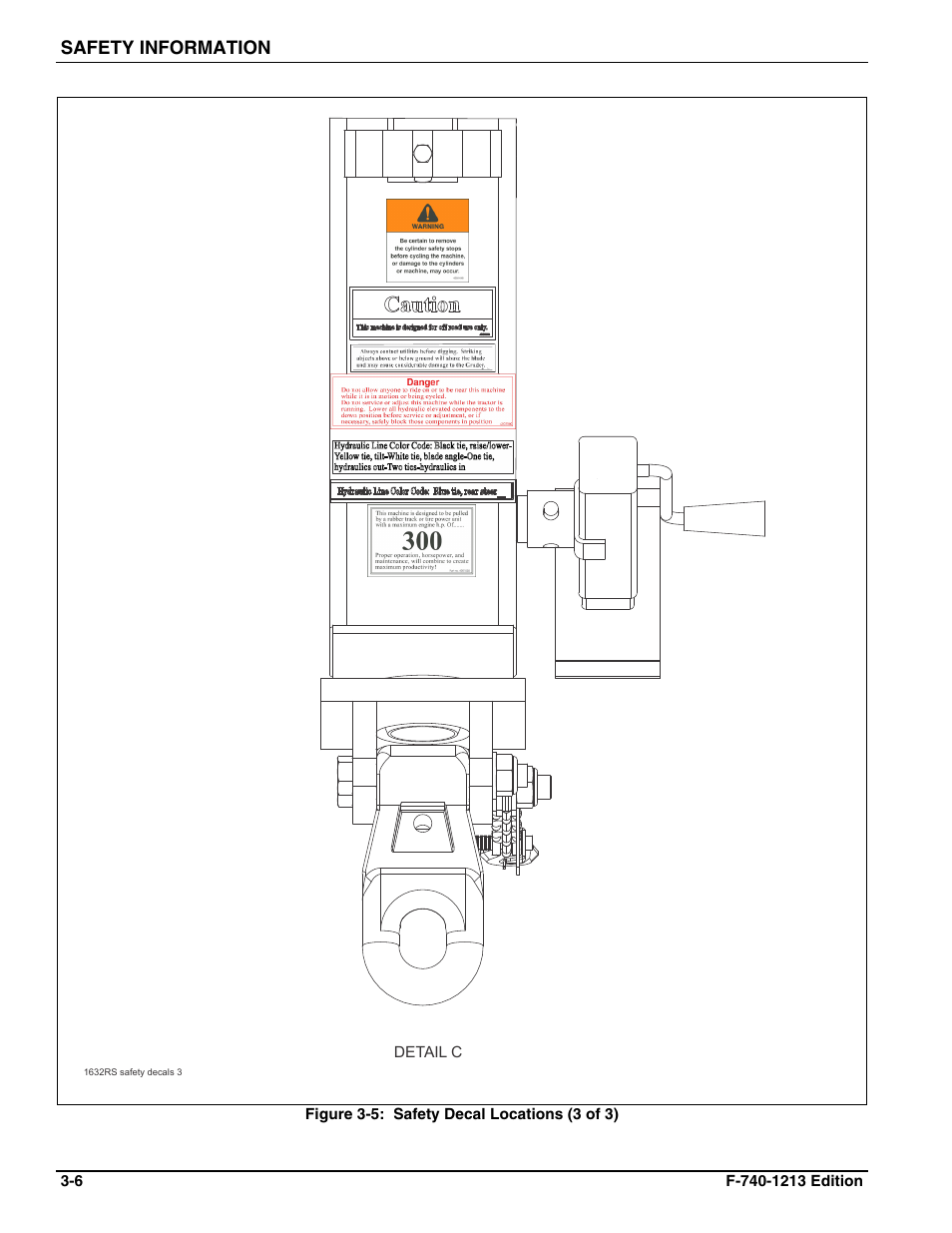 Figure 3-5: safety decal locations (3 of 3), Safety information | Landoll ICON 1632RS Grader User Manual | Page 16 / 64