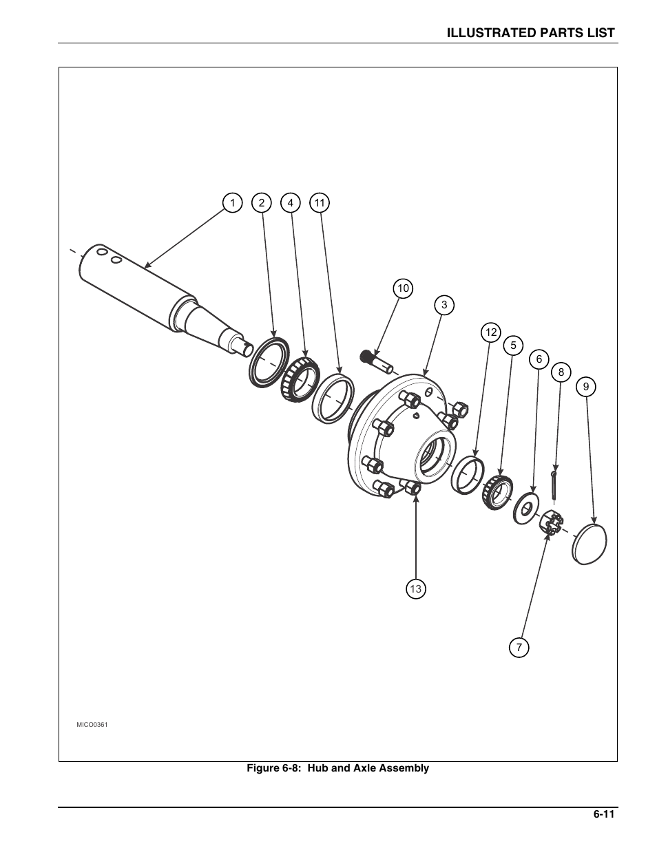 Figure 6-8: hub and axle assembly | Landoll ICON 1632RS Grader User Manual | Page 35 / 64
