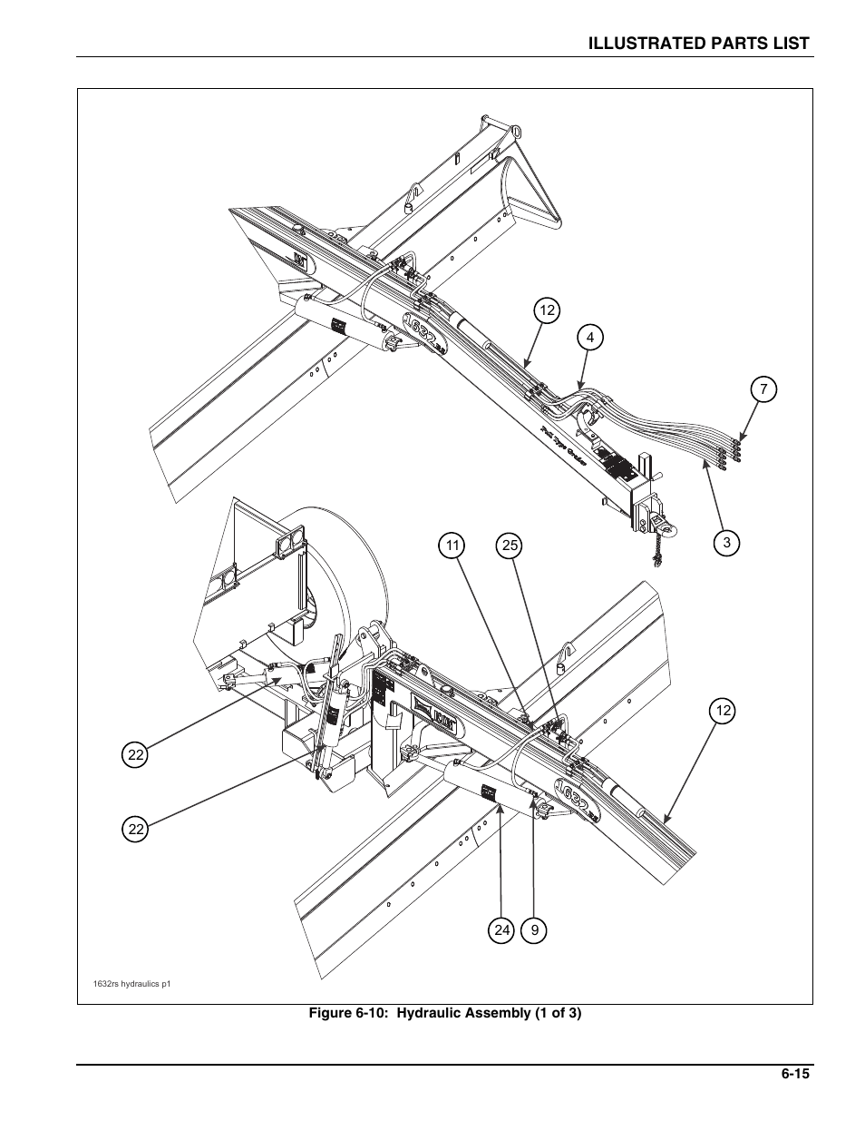 Figure 6-10: hydraulic assembly (1 of 3) | Landoll ICON 1632RS Grader User Manual | Page 39 / 64