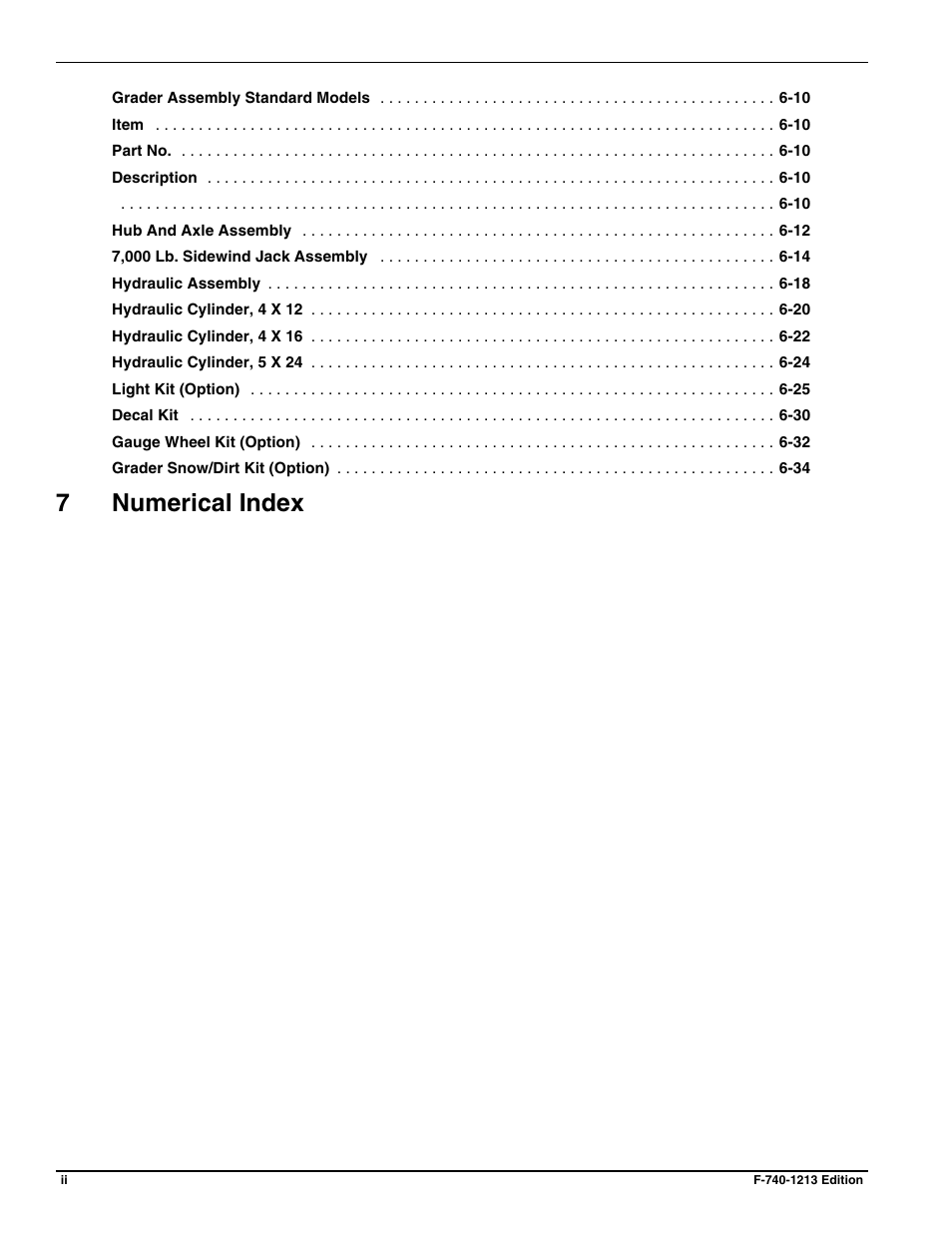 7numerical index | Landoll ICON 1632RS Grader User Manual | Page 4 / 64