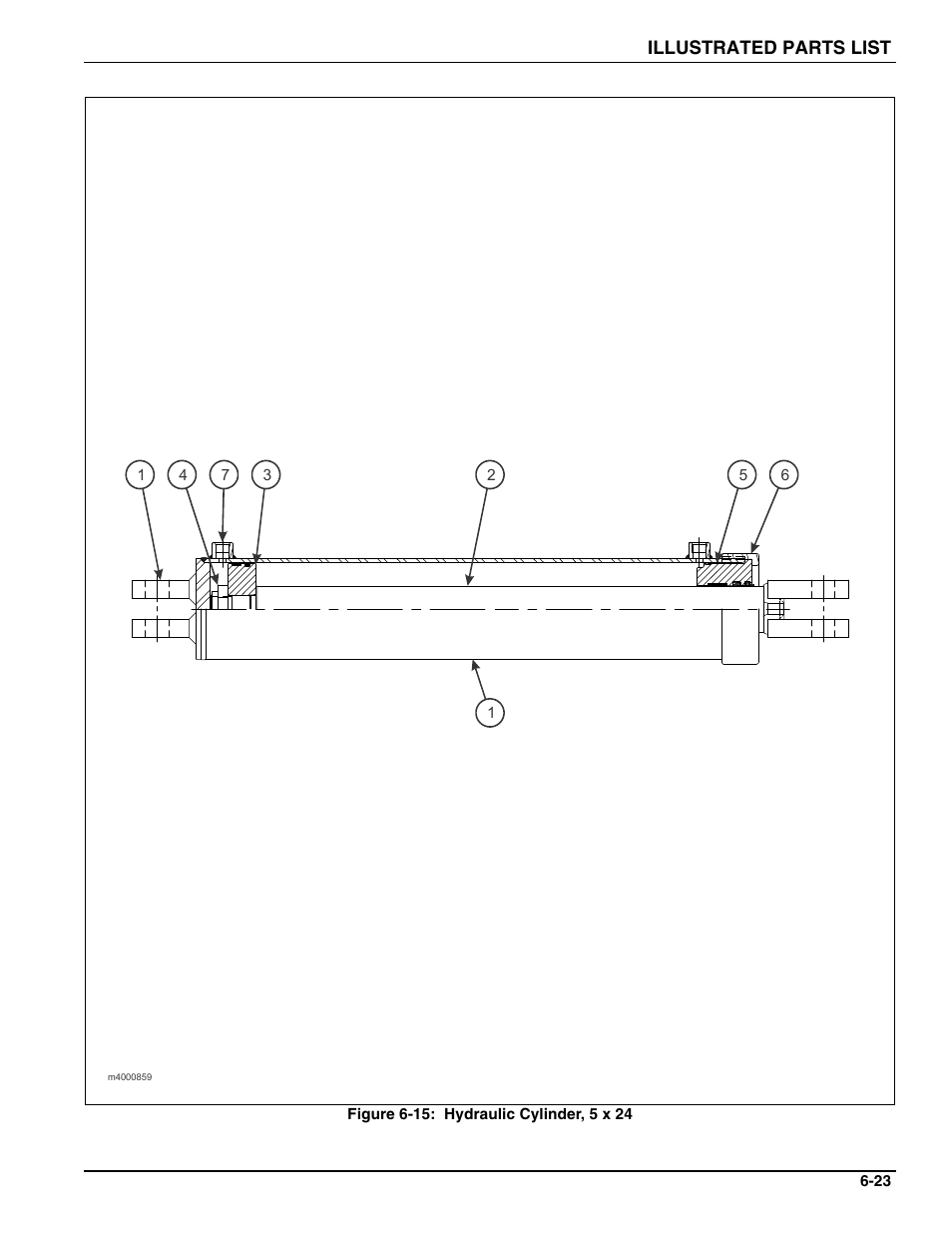 Figure 6-15: hydraulic cylinder, 5 x 24 | Landoll ICON 1632RS Grader User Manual | Page 47 / 64