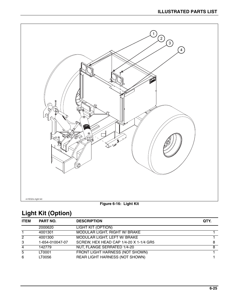 Figure 6-16: light kit, Light kit (option) | Landoll ICON 1632RS Grader User Manual | Page 49 / 64