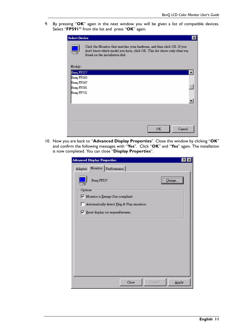 BenQ FP591 User Manual | Page 12 / 53