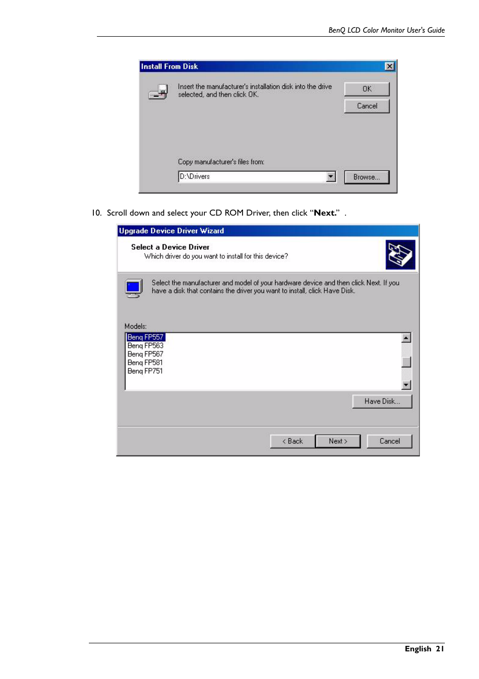 BenQ FP591 User Manual | Page 22 / 53