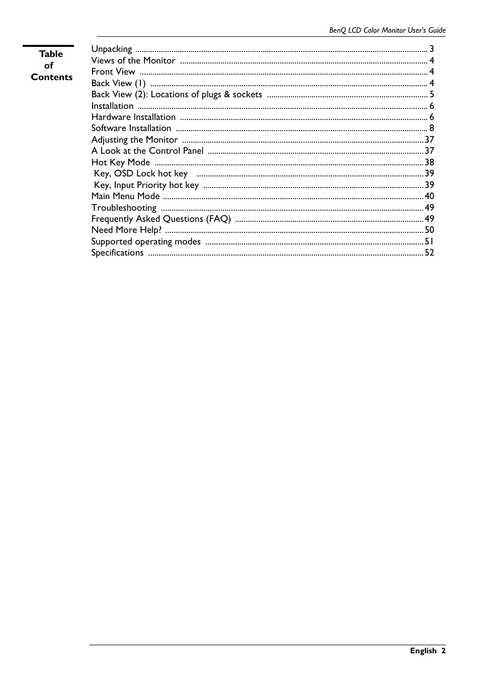 BenQ FP591 User Manual | Page 3 / 53